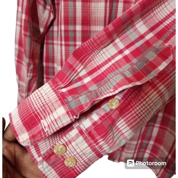 Barn Fly Mens Western Windowpane Plaid Button Down Shirt Size Large - Picture 3 of 12